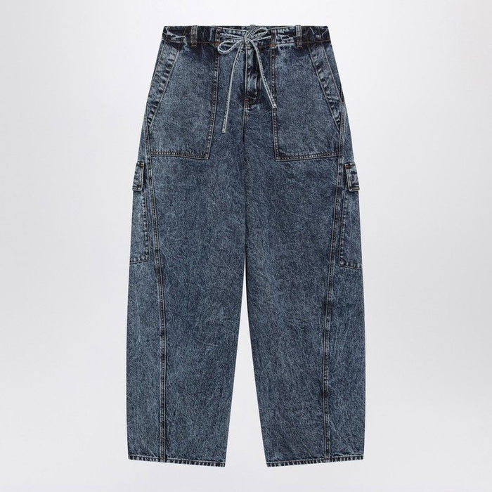 Alaia Blue Washed Denim Cargo Trousers