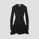 Alaia Black Ruffle Wool Mini Dress