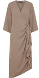 Seventy Brown Ruffled Wrap V-Neck Dress