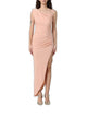 Elisabetta Franchi Beige Draped Asymmetric Slit Dress