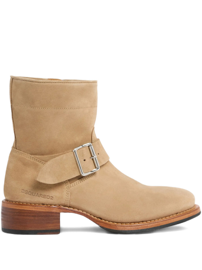 Dsquared2 Tabacco Calf Leather Biker Boots