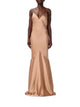 Elisabetta Franchi Suede Brown Satin Gown Dress