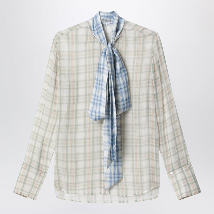 Acne Studios Silk Blouse With Scarf Green/Orange
