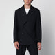 Lardini Blue Double-Breasted Jacket In Wool With Pinstripe Pattern