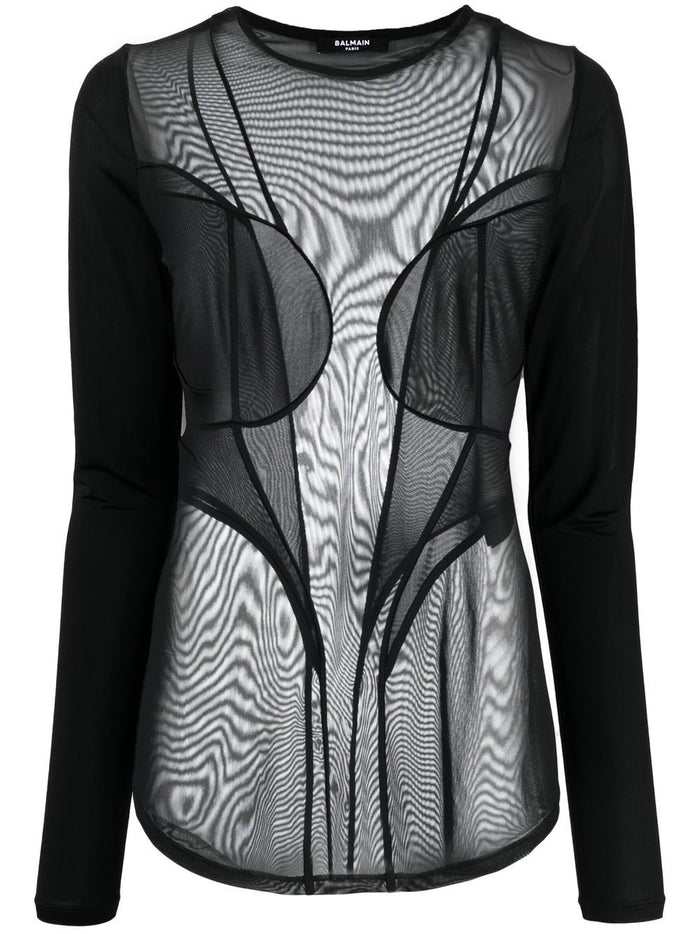 Balmain Semi Sheer Panelled Top