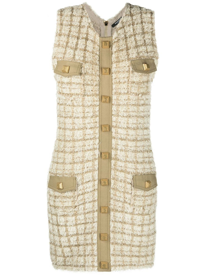 Balmain Nude Tweed Short Dress