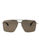 Alexander Mcqueen Silver-Silver-Brown Metal Sunglasses