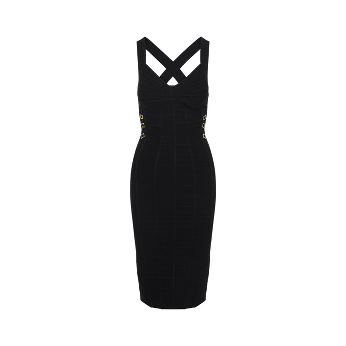 Elisabetta Franchi Black Shaping Viscose Midi Dress