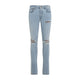 Amiri Aged Indigo Blue Cotton Crochet Leather Mx1 Jeans