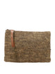 Ibeliev Brown Raffia Leather Clutch