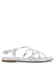 Aeyde Anisa Silver Laminated Nappa Leather Cow Leather Low Sandals