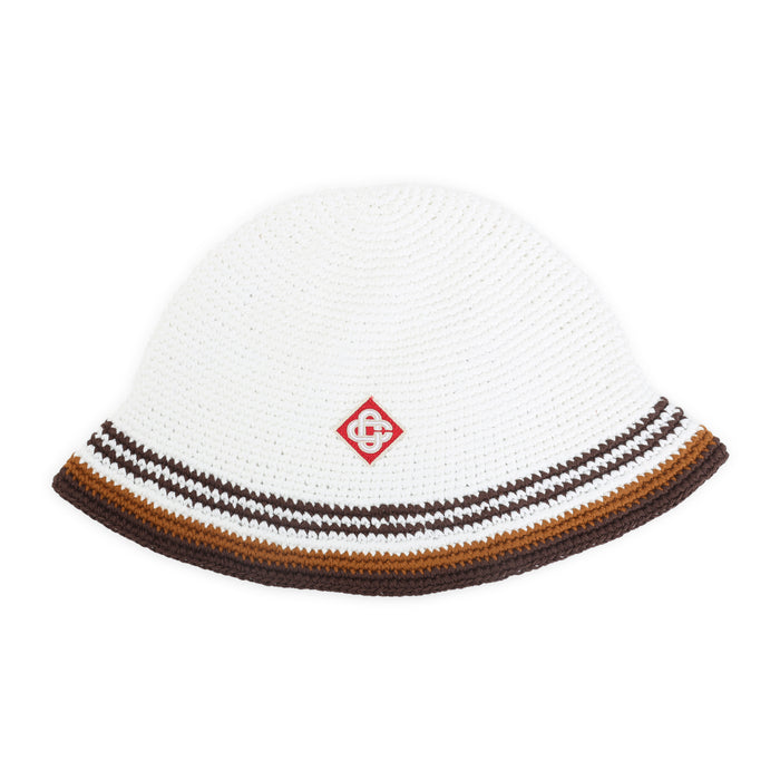 Casablanca Crocheted White Brown Cotton Bucket Hat