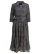 Samantha Sung Grey Checkered Wool Dress