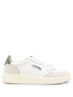 Autry Medalist Low Sneakers In White Leather And Bronze Green Suede