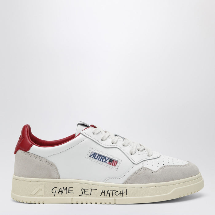 Autry Medalist Low Sneakers In White/Red Leather And Suede