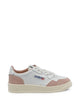 Autry Medalist Low Sneakers In White Leather And Blush Suede