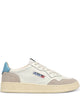 Autry Medalist Low Sneakers In White/Light Blue Leather And Suede