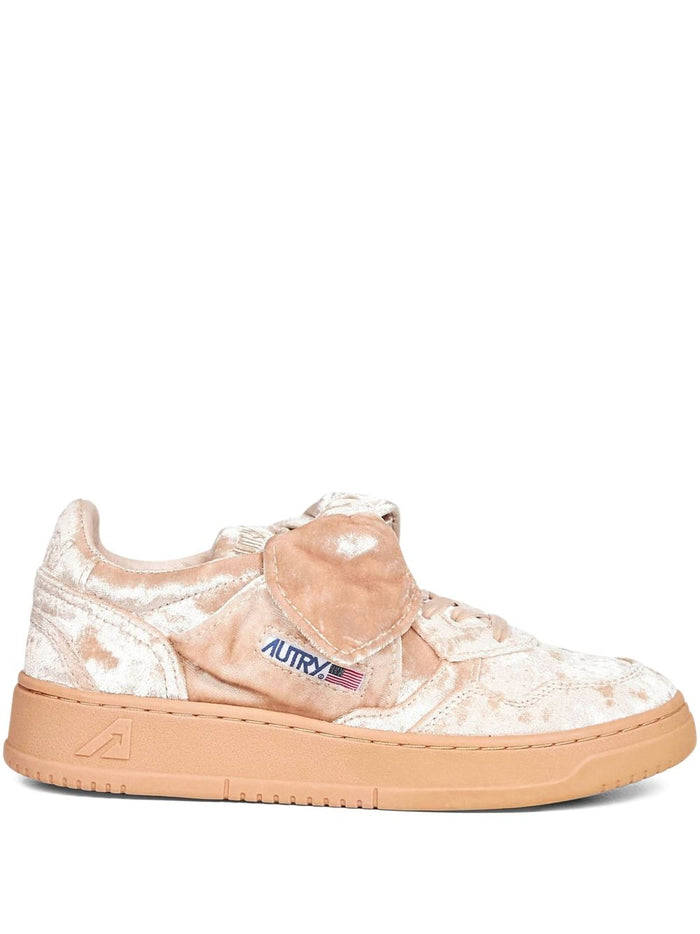 Autry Orange Velvet Sneakers