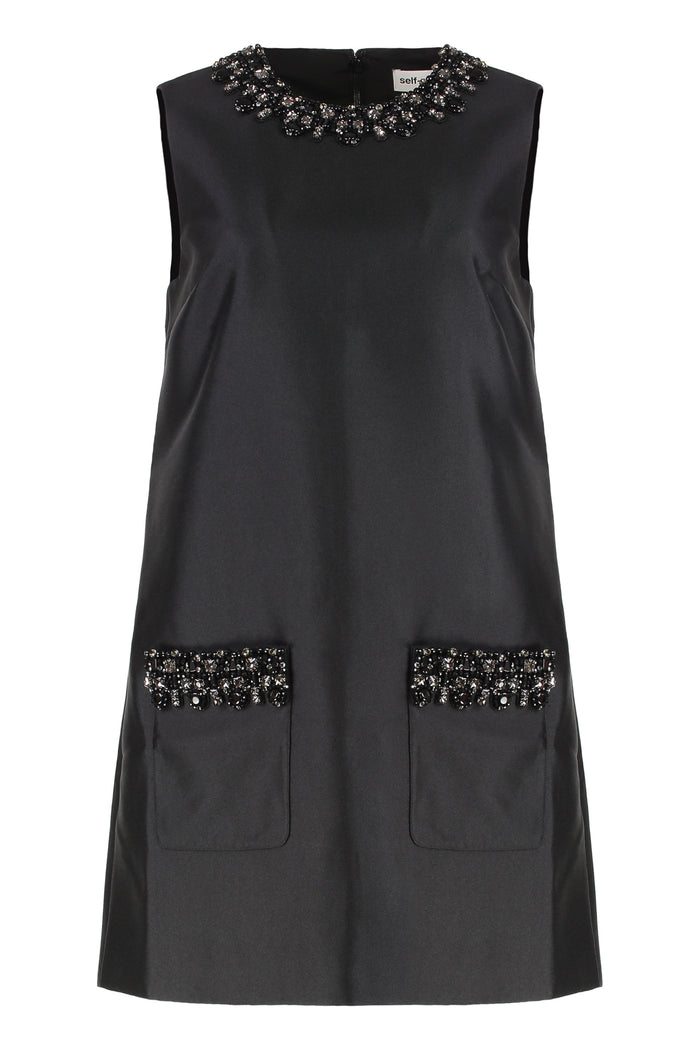 Self-Portrait Self-Portrait Black Taffeta Embellished Mini Dress