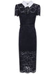 Self-Portrait Black Lace Contrast Collar Midi Dress