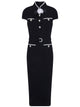 Self-Portrait Black Wool Crepe Midi Dress