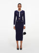Self-Portrait Ribbed Midi Dress With Flowers