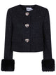 Self-Portrait Black Metallic Boucle Fur Cuff Jacket