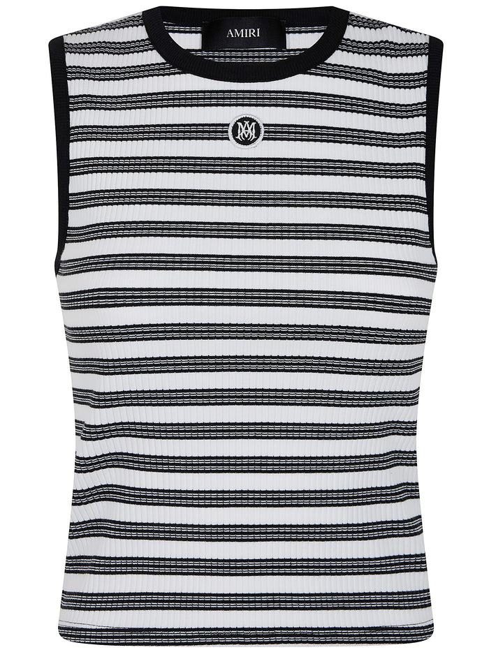 Amiri " Ma" Stripe Rib Jersey Tank Tee