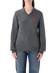 Comme Des Garçons Play Comme Des Garçons Play Wool V-Neck Sweater With Red Heart And Crystals