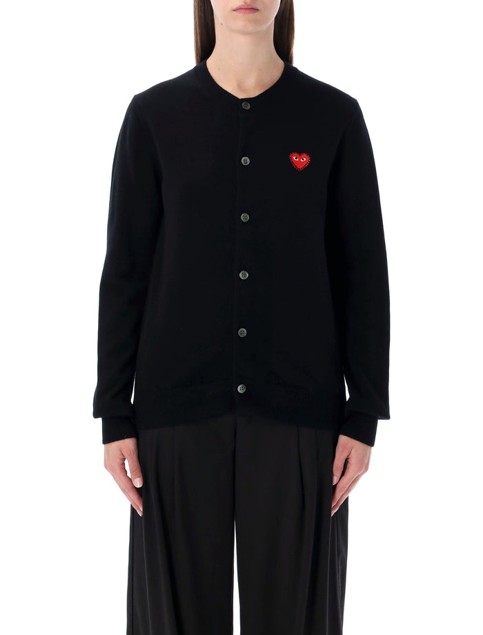 Comme Des Garçons Play Comme Des Garçons Play Wool Cardigan With Red Crystal Heart