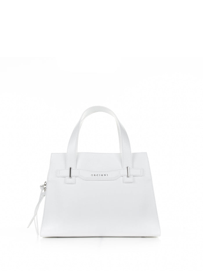 Orciani Posh Medium White Handbag With Shoulder Strap