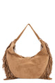 Orciani Island Peach Fringe Large Shoulder Bag In Suede