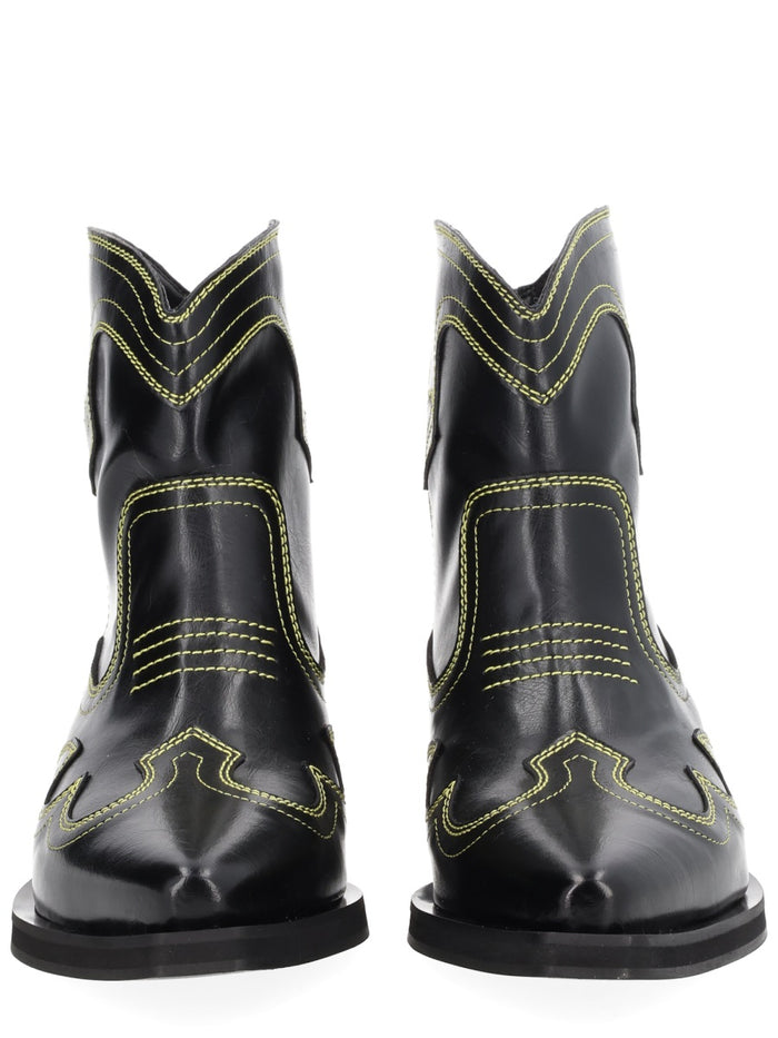 Ganni Black Polyurethane Boots
