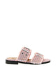 Ganni Fringed Denim Buckle Cameo Pink Textile Sandals