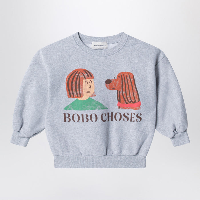Bobo Choses Friends In A Pickle Grey Mélange Sweatshirt