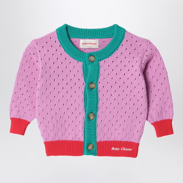 Bobo Choses Color-Block Openwork Cardigan