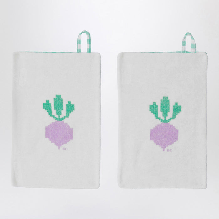 Bobo Choses Set Of Two Check-Pattern Washcloths With Radishes