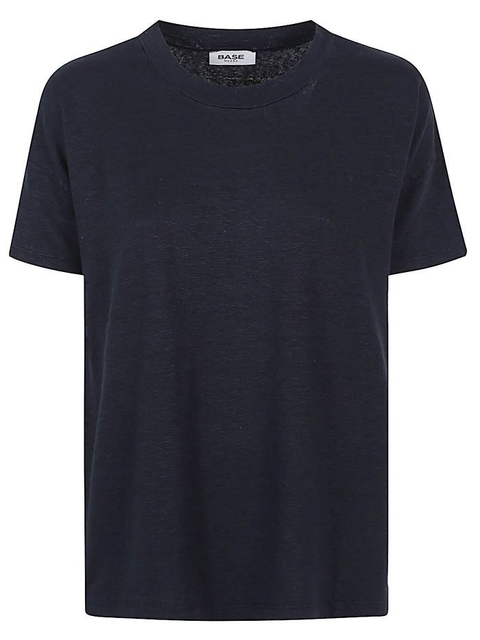 Base Milano Blue Linen Blend T-Shirt