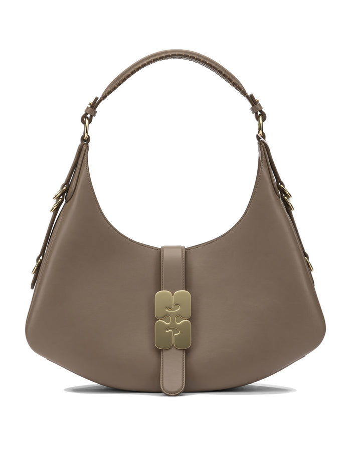Ganni Brown Recycled Leather Shoulder Bag