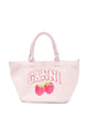 Ganni Raspberry-Print Logo-Patch Tote Bag