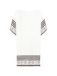 Karl Lagerfeld Natural Black Striped Poncho Logo