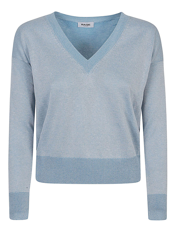 Base Milano Cotton Blend V-Neck Sweater