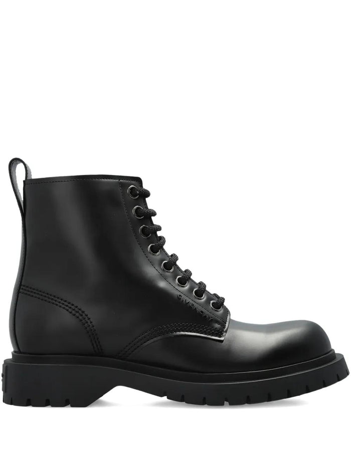 Givenchy Lace Up Leather Motorcycle Boots