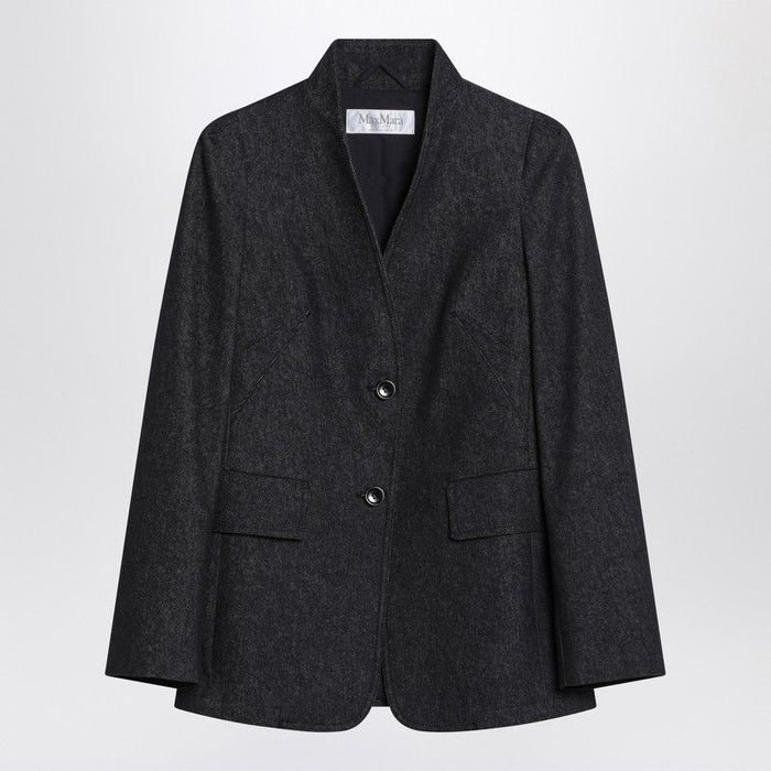 Max Mara Midnight Blue Jacket In Cotton Denim Effect