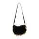 Isabel Marant Black Calf Velvet Leather Shoulder Bag