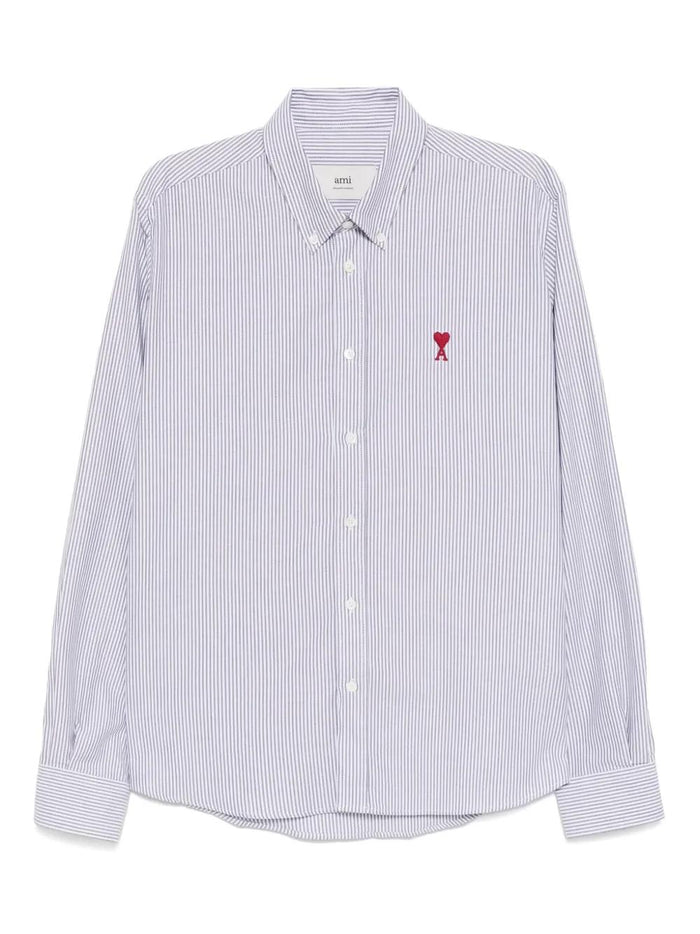 Ami Paris Striped Applique Shirt
