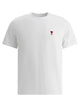 Ami Paris Classic Red Unisex White Cotton T-Shirt