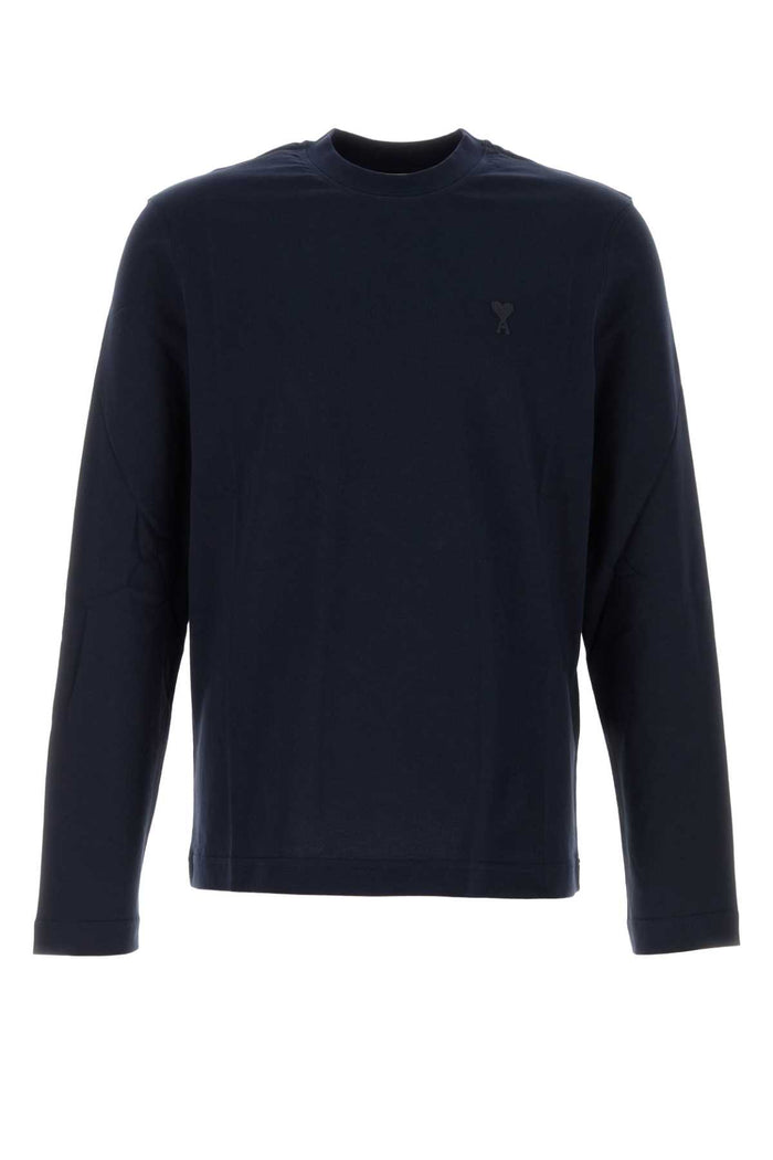 Ami Paris Navy Blue Cotton T-Shirt