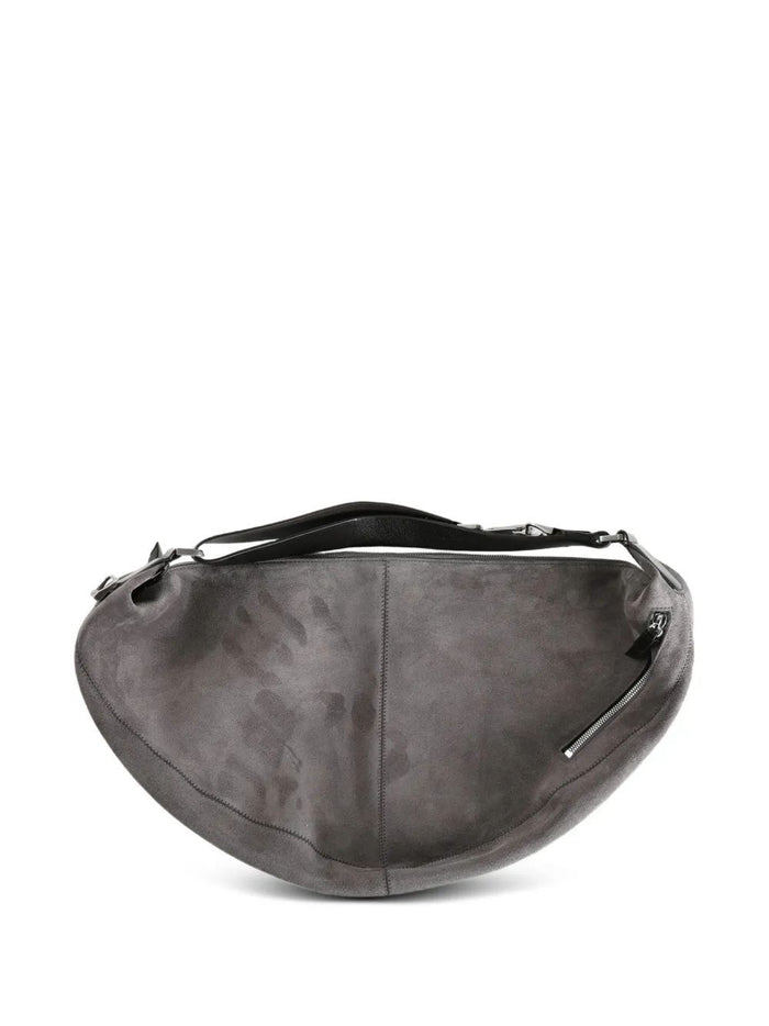 Lemaire Dark Grey Suede Bag With Chocolate Strap