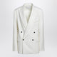 The Frankie Shop White Double-Breasted Wool-Blend Jacket